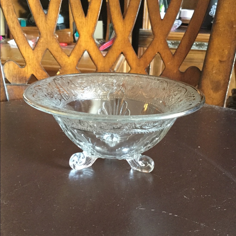 Antique Mid-Century 1950s footed Candy Glass Dish - Picture 1 of 8
